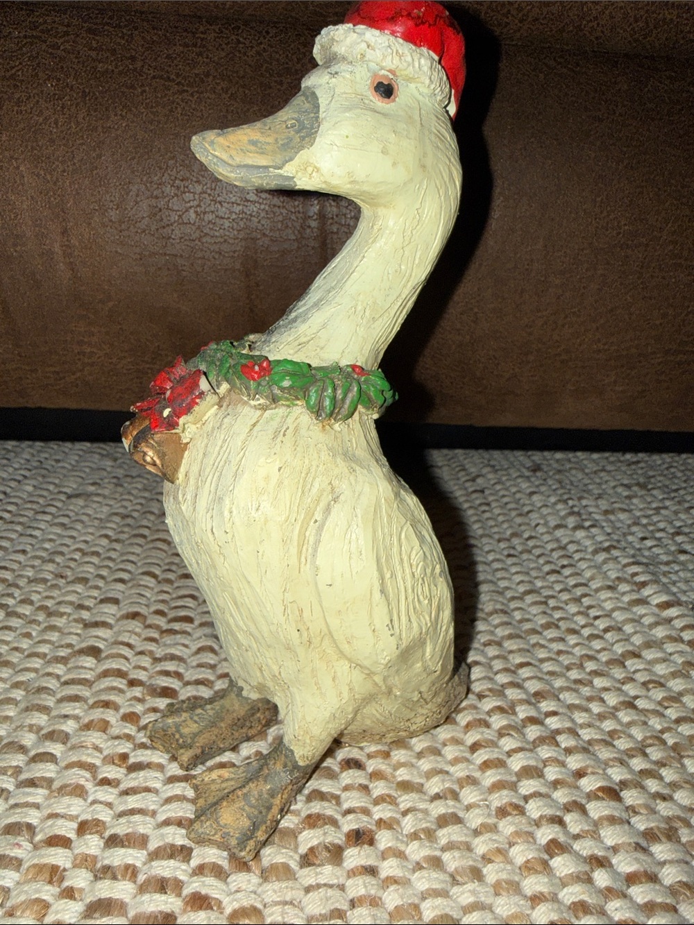 Christmas Goose Duck Vintage Rustic (Wood Look) Handmade Resin Figurine - Picture 2 of 5